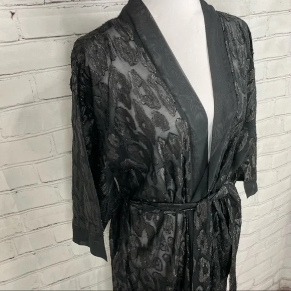 EXPRESS Black Burn Out Leopard Kimono One Size - Picture 13 of 16